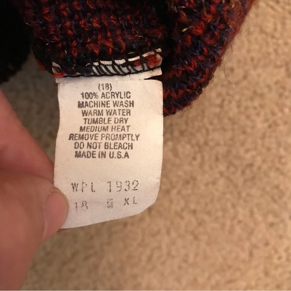 Vintage 80s Crewneck Sweater Womens XL Black Acrylic High Collar Fuzzy USA Made - Picture 4 of 7